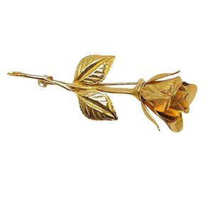 Vintage Giovanni Gold Rose Brooch Pin Floral Design Womens